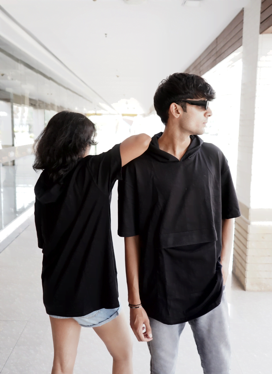 All Black Half Hoodie