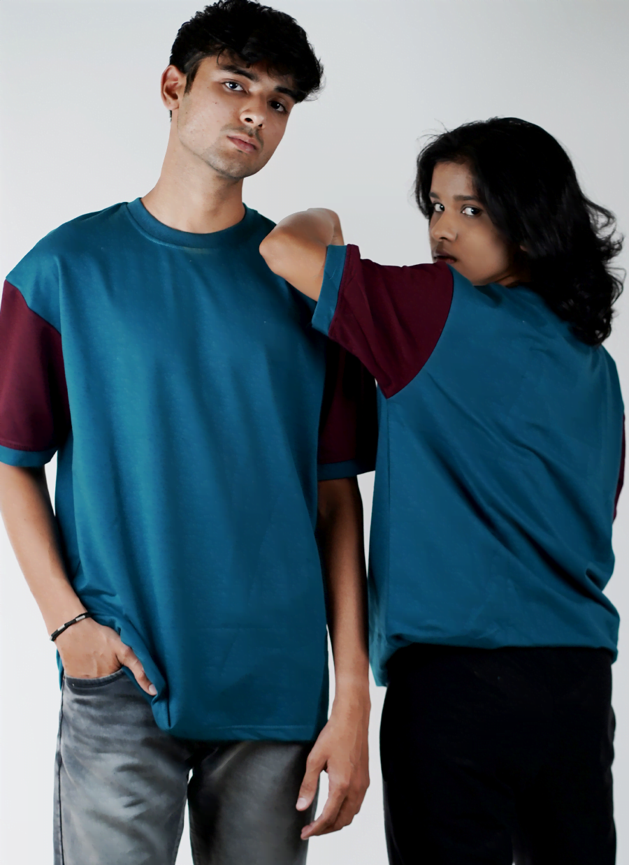 Teal Blue Contrast Tee