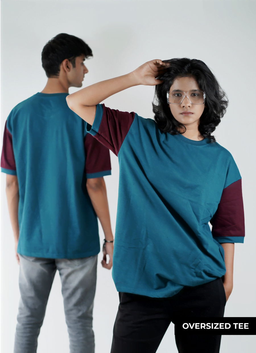 Teal blue contrast tee