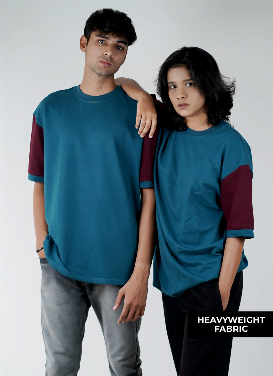 Teal blue contrast tee