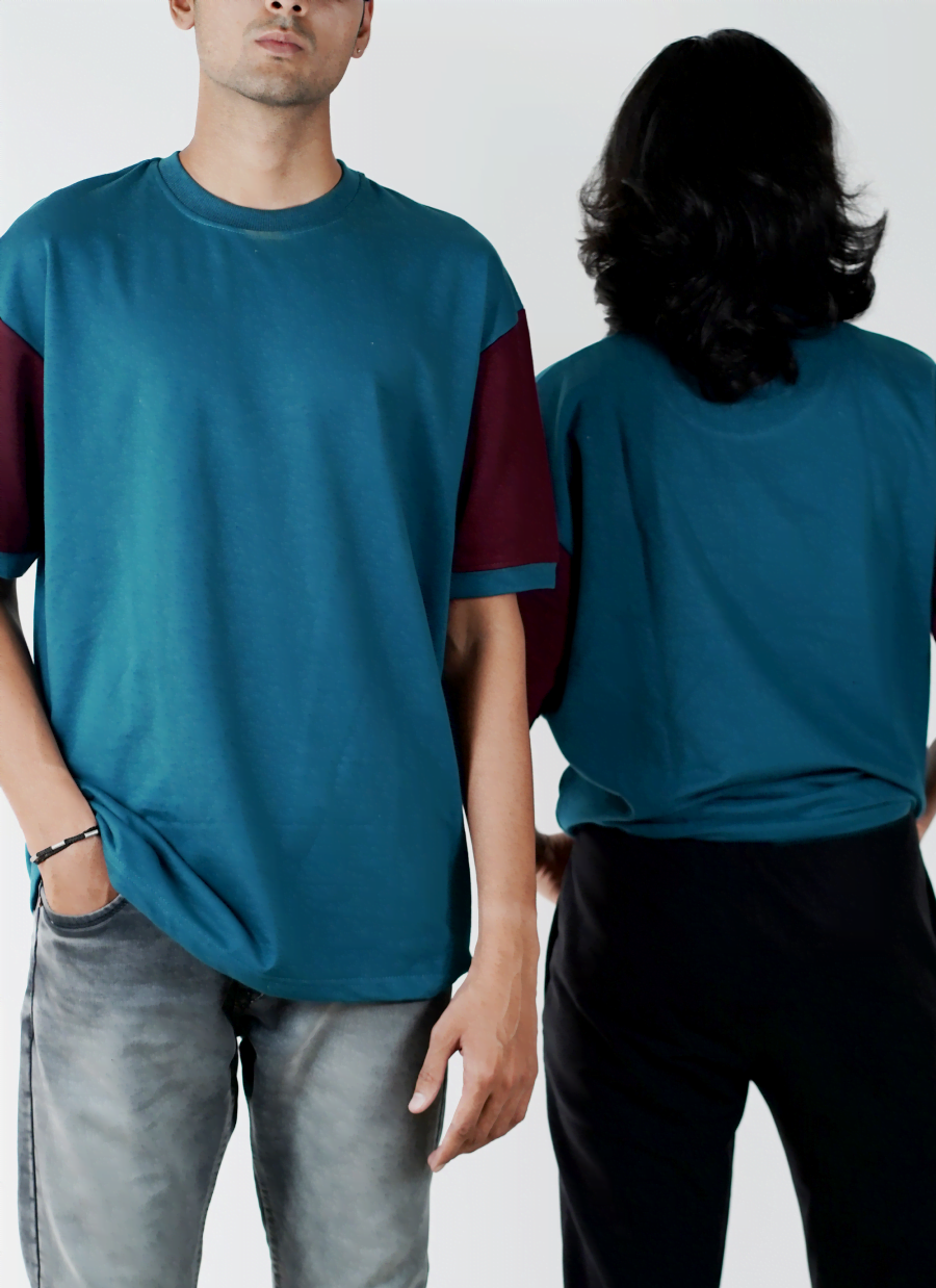 Teal Blue Contrast Tee