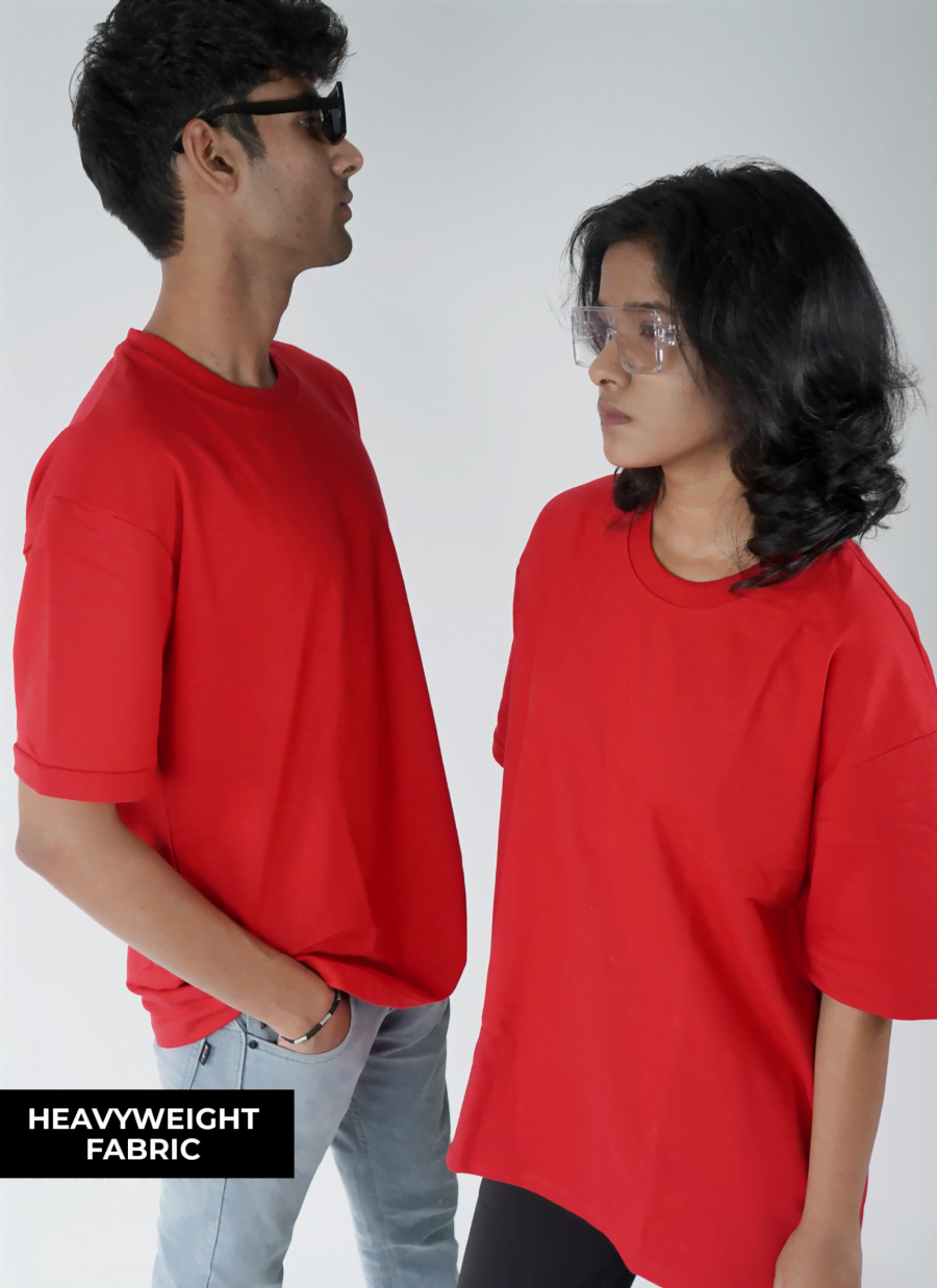 Chilli Red Oversized Drop Shoulder T-Shirt
