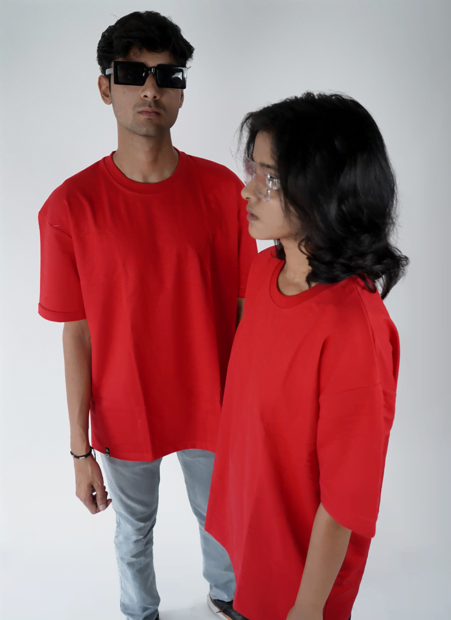 Chilli Red Oversized Drop Shoulder T-Shirt
