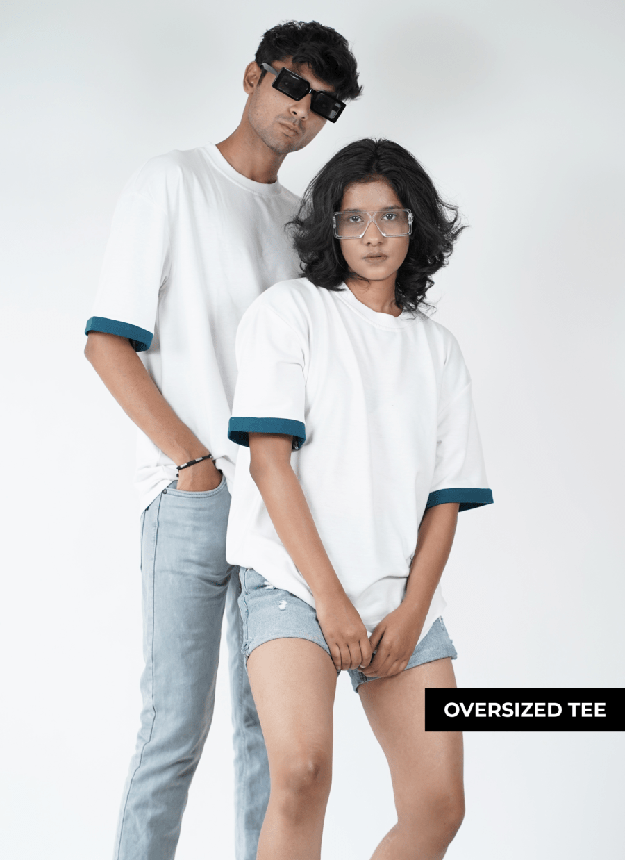 White Oversized Contrast Tee