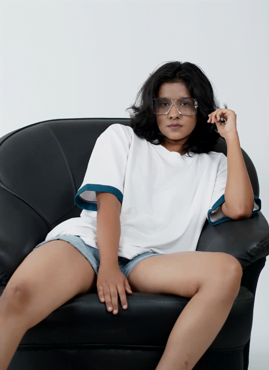 White Oversized Contrast Tee