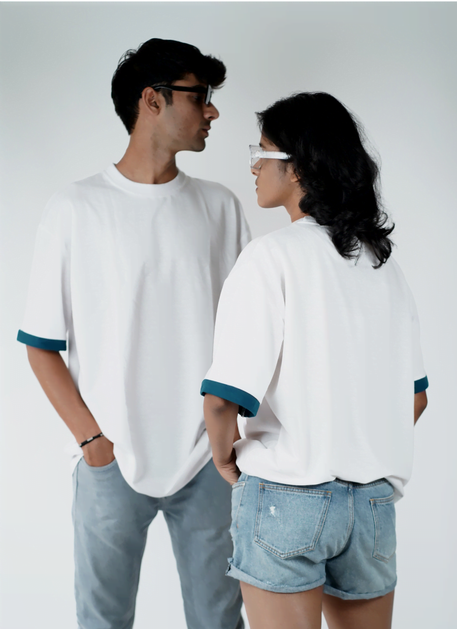 White Oversized Contrast Tee